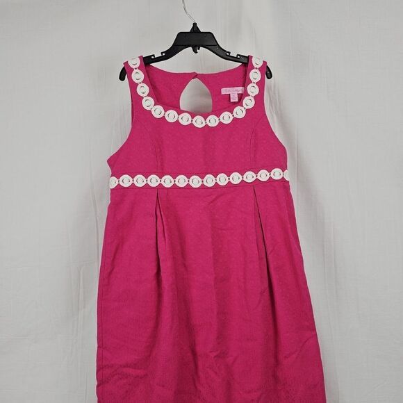 Pink Sleeveless Kids Dress with White Accents - Picture 3 of 8